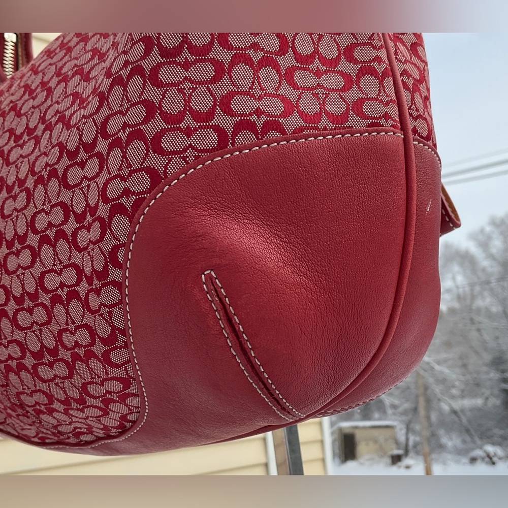 COACH Vintage 6617 Ergo Hobo – Y2K Red Signature – EUC! ✨ - Picture 6 of 12